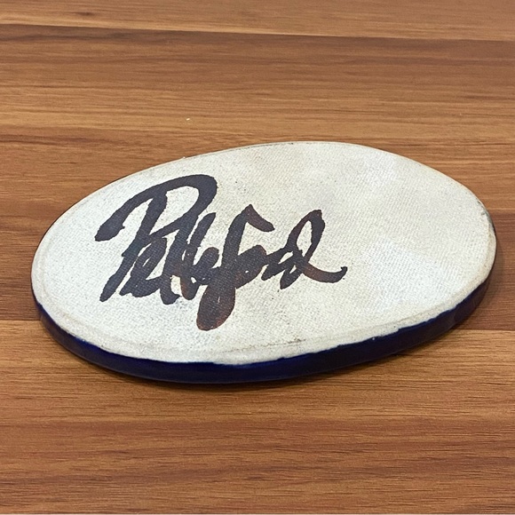 Vintage PETTEFORD Cobalt Blue Butterfly Flower Ceramic Trivet Bread Warmer Tile - Picture 4 of 10